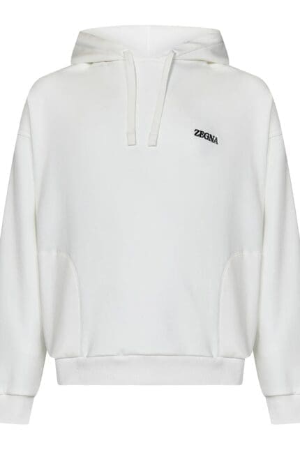 Z Zegna Logo Embroidered Drawstring Hoodie