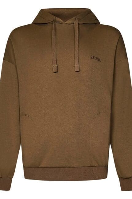 Z Zegna Logo Embroidered Drawstring Hoodie