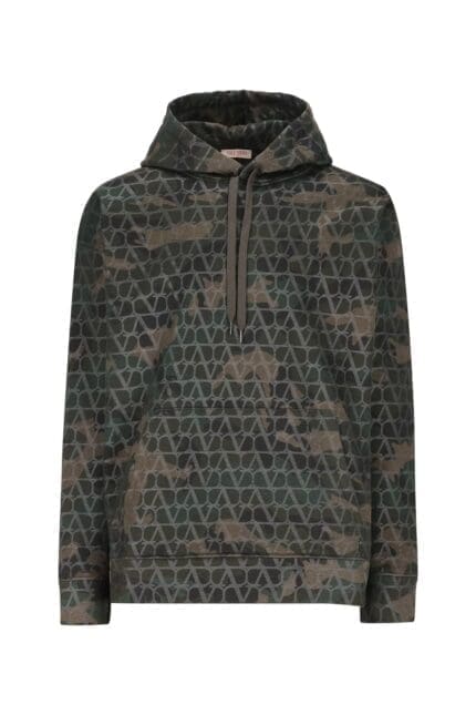 Valentino Camouflage Printed Drawstring Hoodie