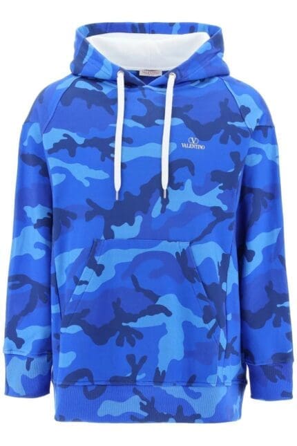 Valentino Camouflage Printed Drawstring Long-Sleeved Hoodie