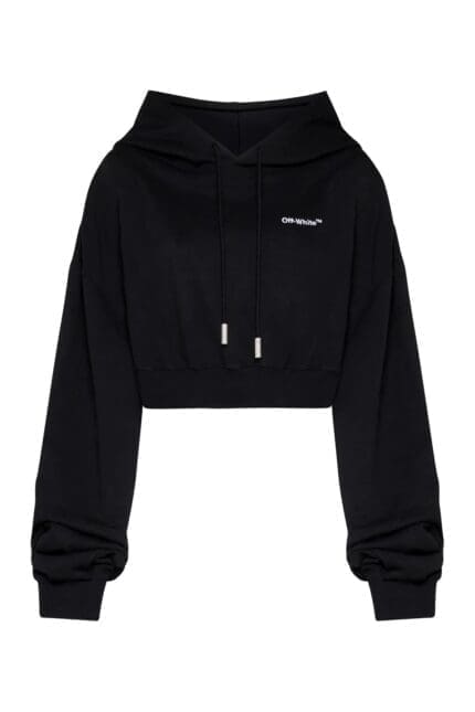 Off-White Logo Embroidered Cropped Hoodie