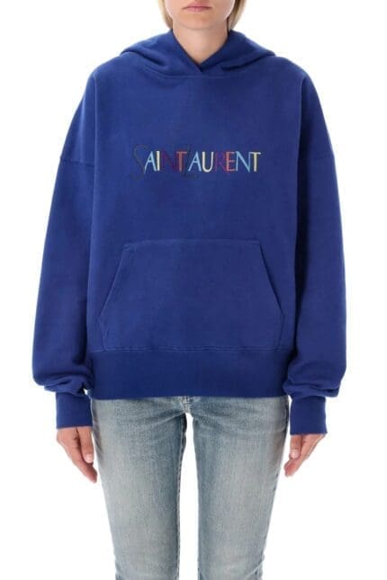 Saint Laurent Logo Embroidered Long-Sleeved Hoodie