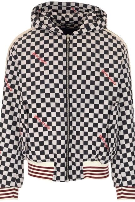 Palm Angels Check Printed Hooded Jacket