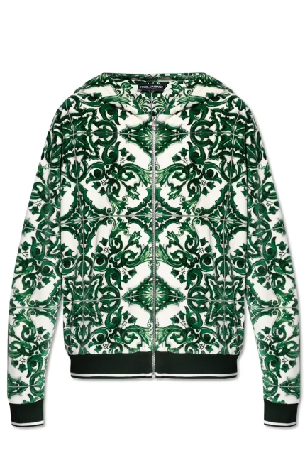 Dolce & Gabbana Majolica Printed Zip-Up Hoodie