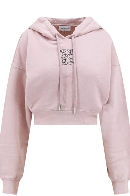 Off-White Drawstring Long-Sleeved Hoodie