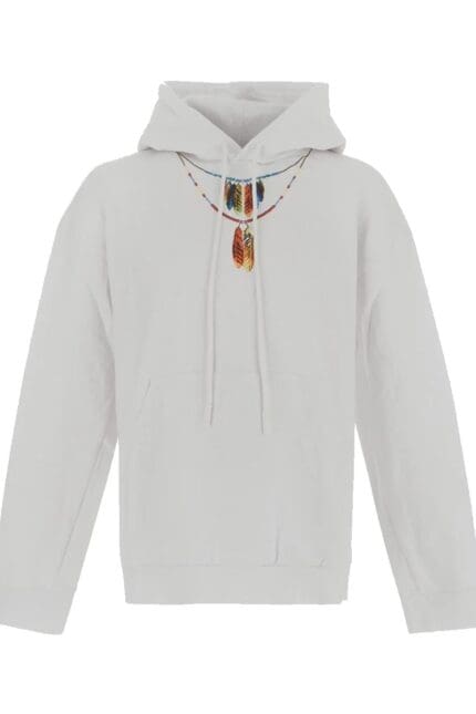 Marcelo Burlon County Of Milan Feathers Necklace Over Hoodie