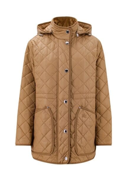 Burberry Diamond-Quilted Drawstring Waist Hooded Jacket