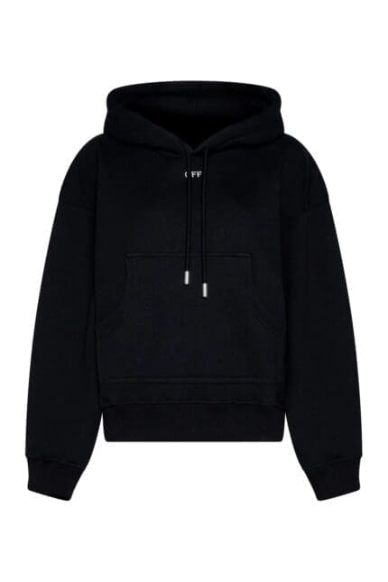 Off-White Drawstring Long-Sleeved Hoodie