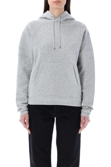 Saint Laurent Logo Embroidered Drawstring Hoodie