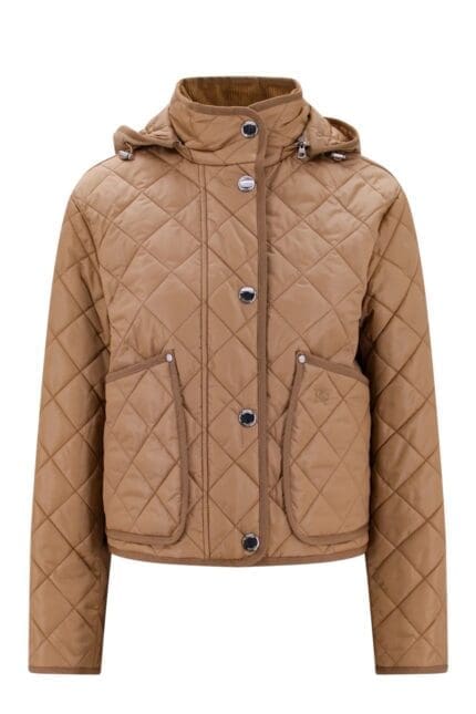 Burberry Diamond-Quilted EKD Embroidered Hooded Jacket