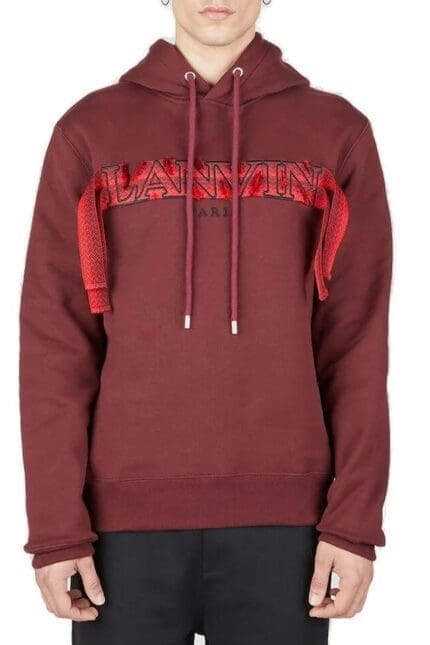 Lanvin Logo Embroidered Drawstring Hoodie