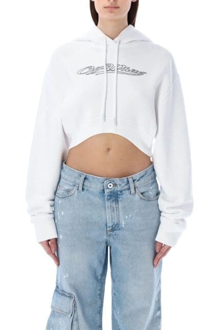 Off-White Bling Drawstring Cropped Hoodie