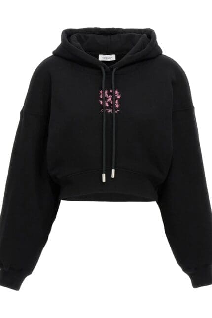 Off-White Logo Embroidered Cropped Hoodie