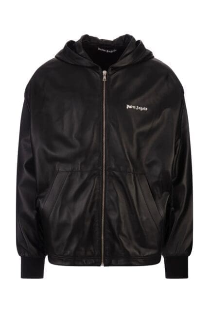 Palm Angels Logo Printed Zip-Up Hooded Jacket