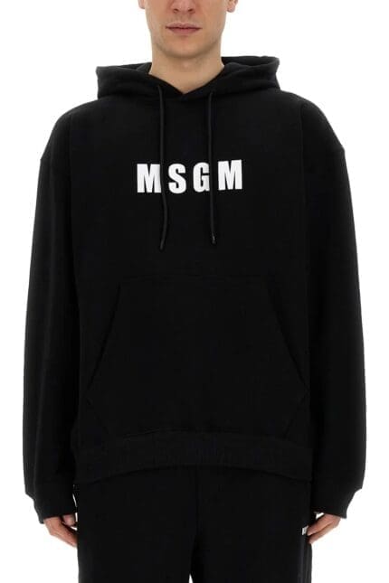 MSGM Logo Printed Drawstring Hoodie