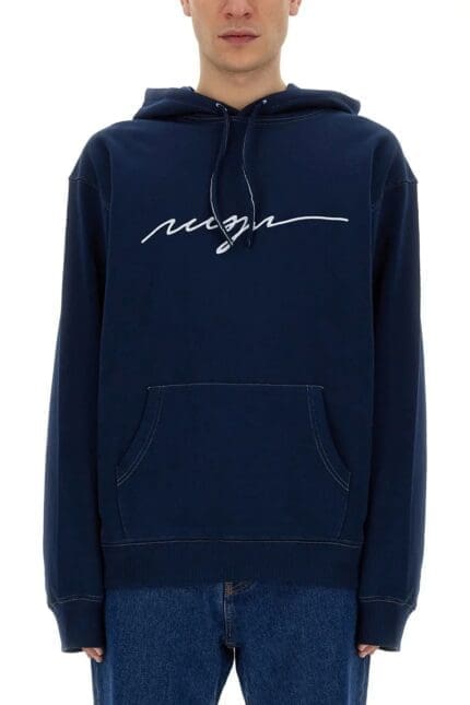 MSGM Logo Embroidered Drawstring Hoodie