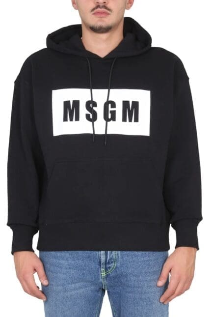 MSGM Logo-Printed Drawstring Hoodie