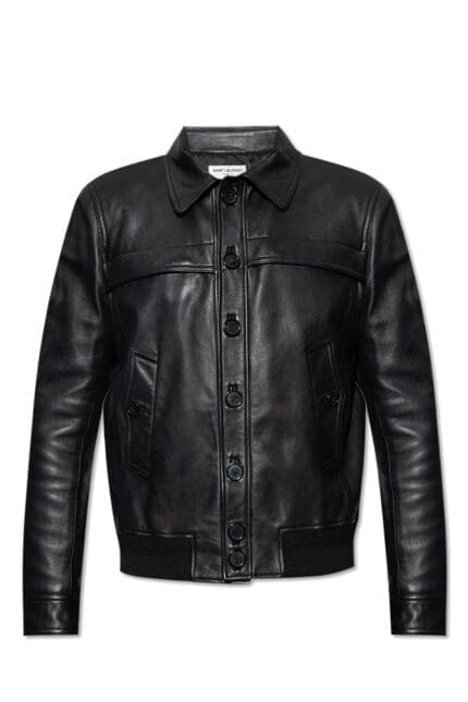 Saint Laurent Button Up Leather Jacket
