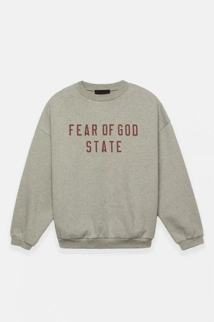 Fear of God Essentials Dark Heather Oatmeal Fleece Crew Neck Sweatshirt