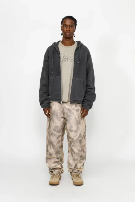 WAFFLE LINED ZIP HOODIE