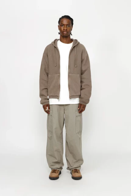 WAFFLE LINED ZIP HOODIE