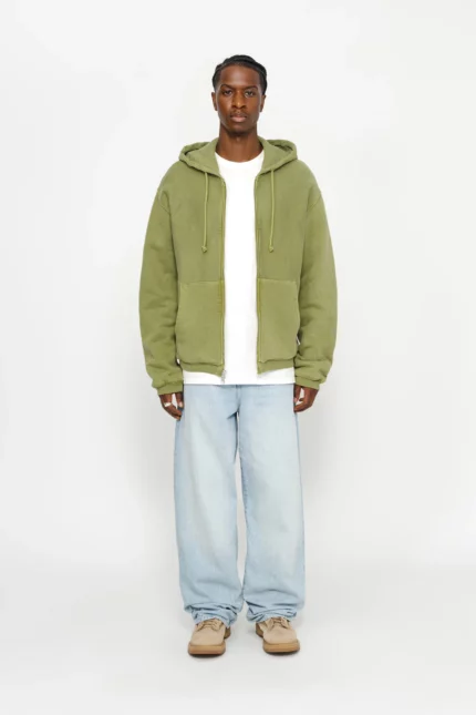 WAFFLE LINED ZIP HOODIE