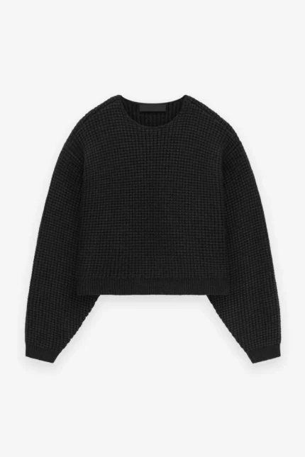 Womens Heavy Waffle Cropped Crewneck