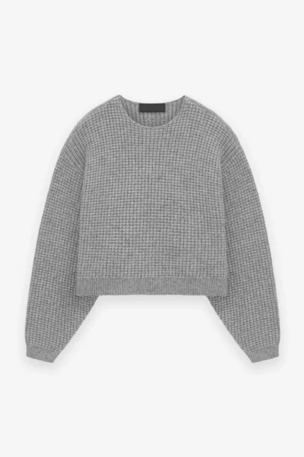 Womens Heavy Waffle Cropped Crewneck