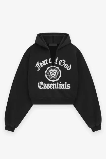 Women's Heavy Fleece Cropped V-Neck Hoodie