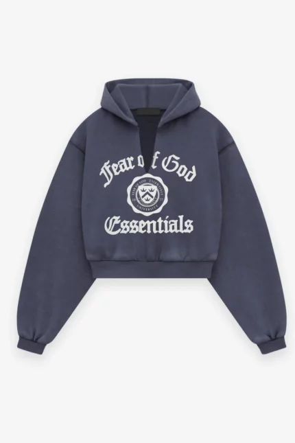 Women's Heavy Fleece Cropped V-Neck Hoodie