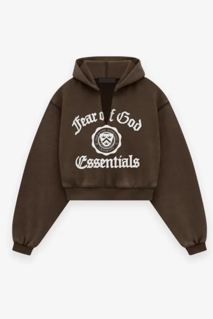 Women's Heavy Fleece Cropped V-Neck Hoodie