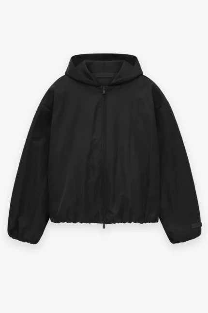 Womens Textured Nylon Hooded Bomber
