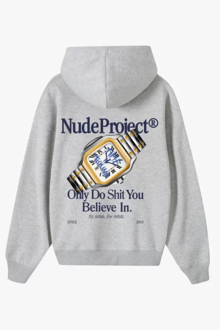 TIME HOODIE GREY MELANGE