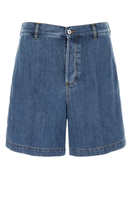 Valentino VGold Logo Patch Denim Shorts