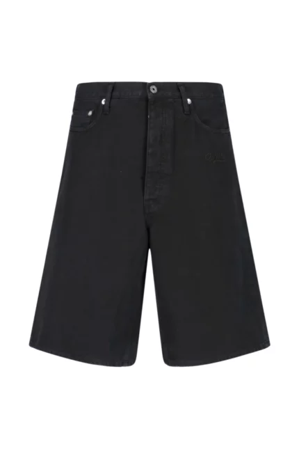 Off-White Logo Embroidered Button Detailed Shorts