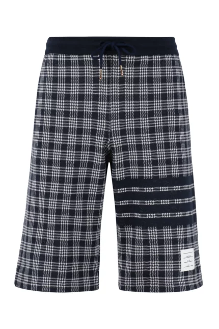 Thom Browne 4-Bar Striped Checked Shorts
