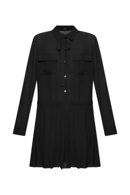 Theory Pleated Hem Bow Detailed Dress