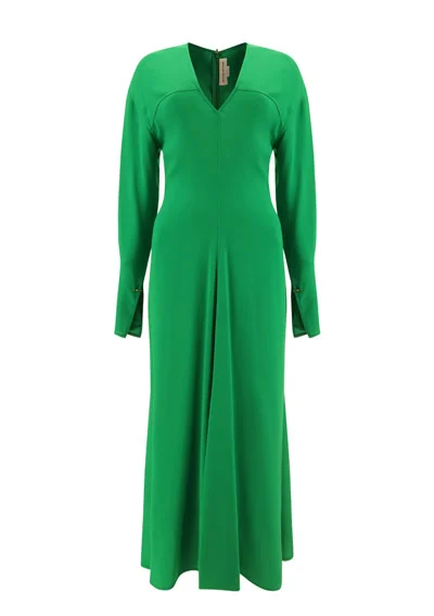 Victoria Beckham Cady V-Neck Midi Dress