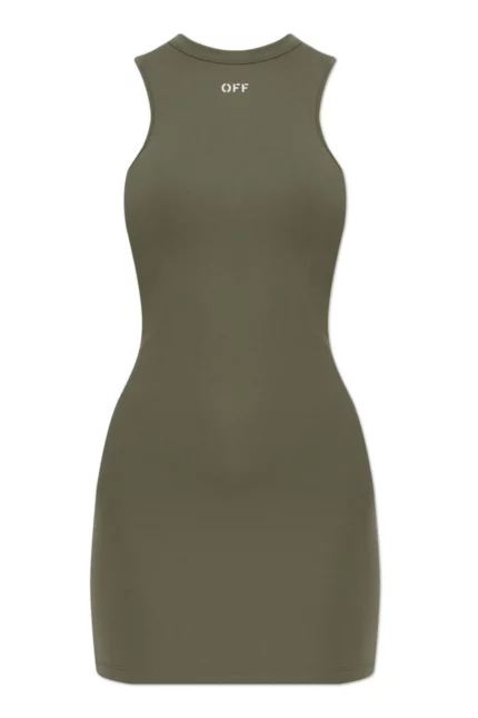 Off-White Logo Printed Crewneck Sleeveless Dress