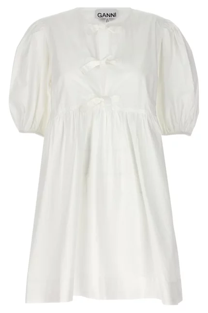 Ganni Poplin Tie String Mini Dress