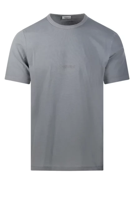 Saint Laurent Logo Embroidered Crewneck T-Shirt