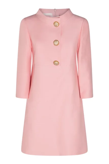 Valentino Button Detailed Crewneck Dress
