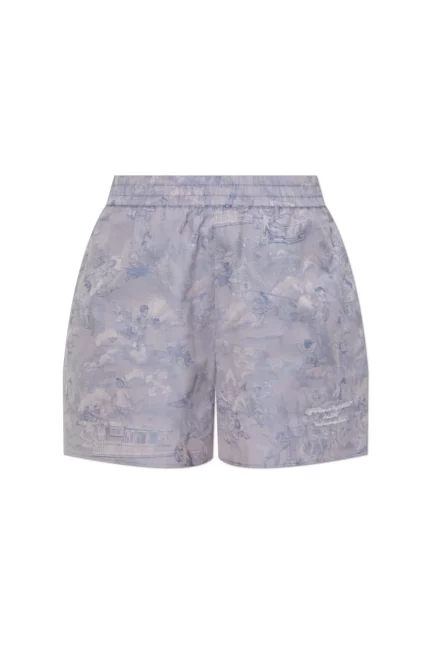 Off-White Patterned Elastic-Waist Shorts