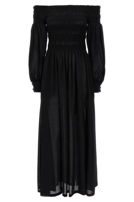 Max Mara Manu Off-Shoulder Pleated Dress