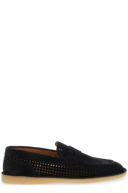 Dolce & Gabbana Logo Plaque Perforated Loafers