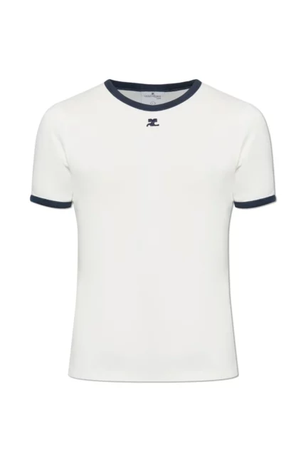 Courrèges Signature Contrast Logo Embroidered T-Shirt