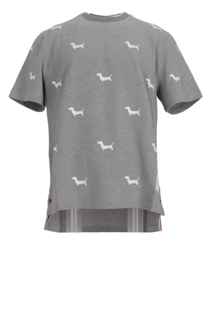 Thom Browne Dog-Embroidered Crewneck T-Shirt