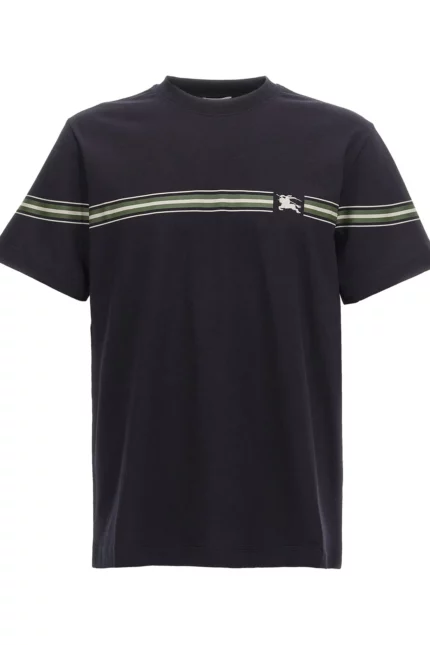 Burberry Logo Embroidered Striped Crewneck T-Shirt