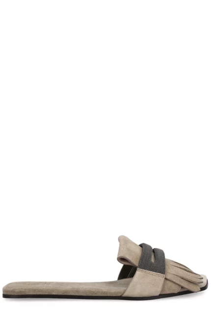 Brunello Cucinelli Embellished Slip-On Sandals