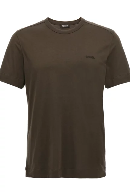 Zegna Logo Embroidered Crewneck T-Shirt